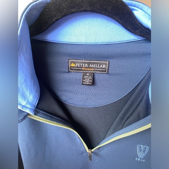 Peter Millar Pullover Men’s Medium Blue Wicking Performance Quarter Zip Stretch - Picture 8 of 11